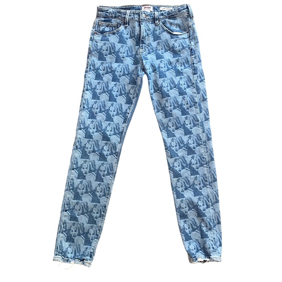 GUESS x Pleasures Drew Barrymore Denim Size 30 Printed 90s Inspired Jeans - Picture 6 of 15